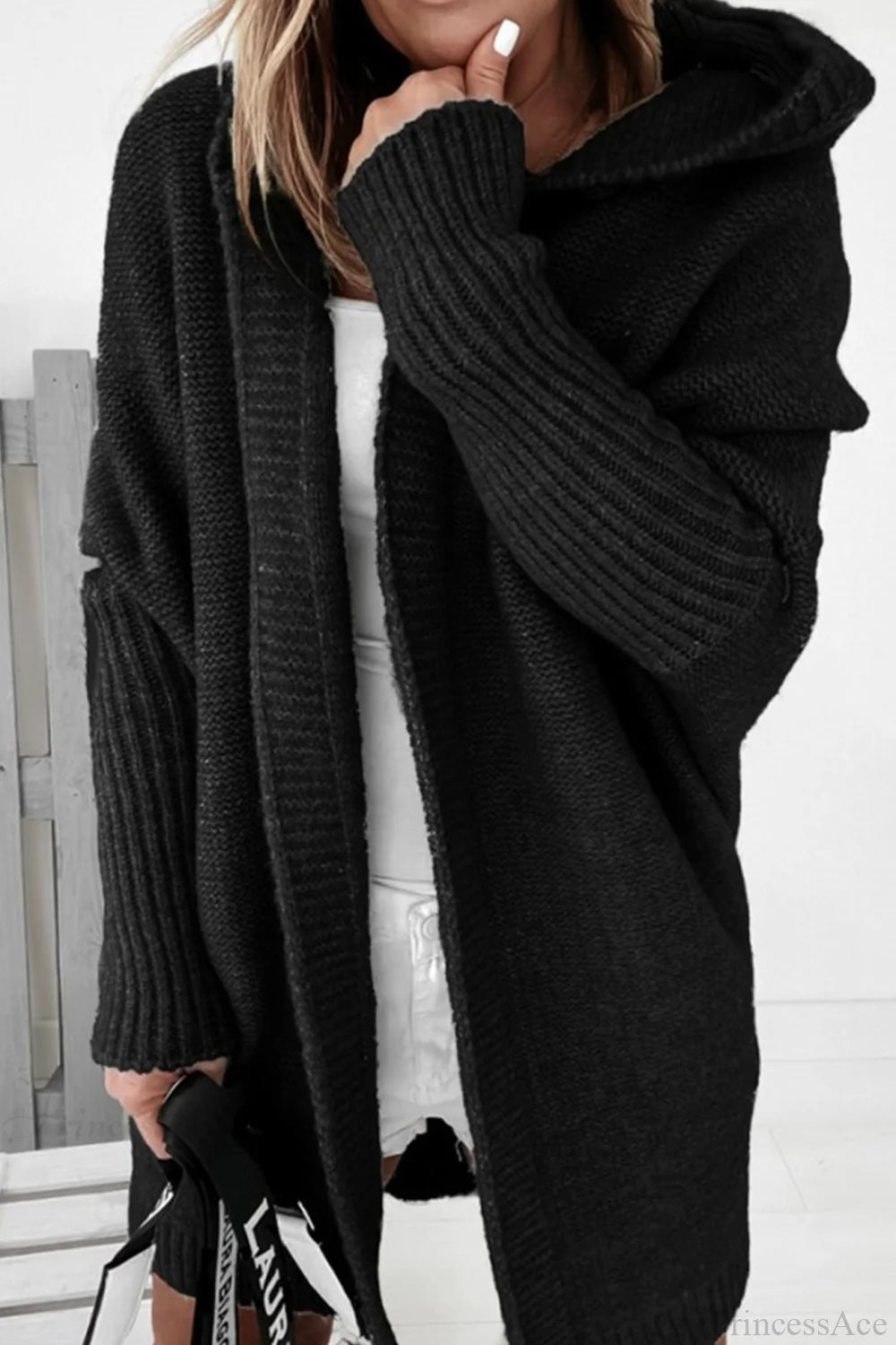 Hoodie Front Open Cardigan Black / S Cardigans
