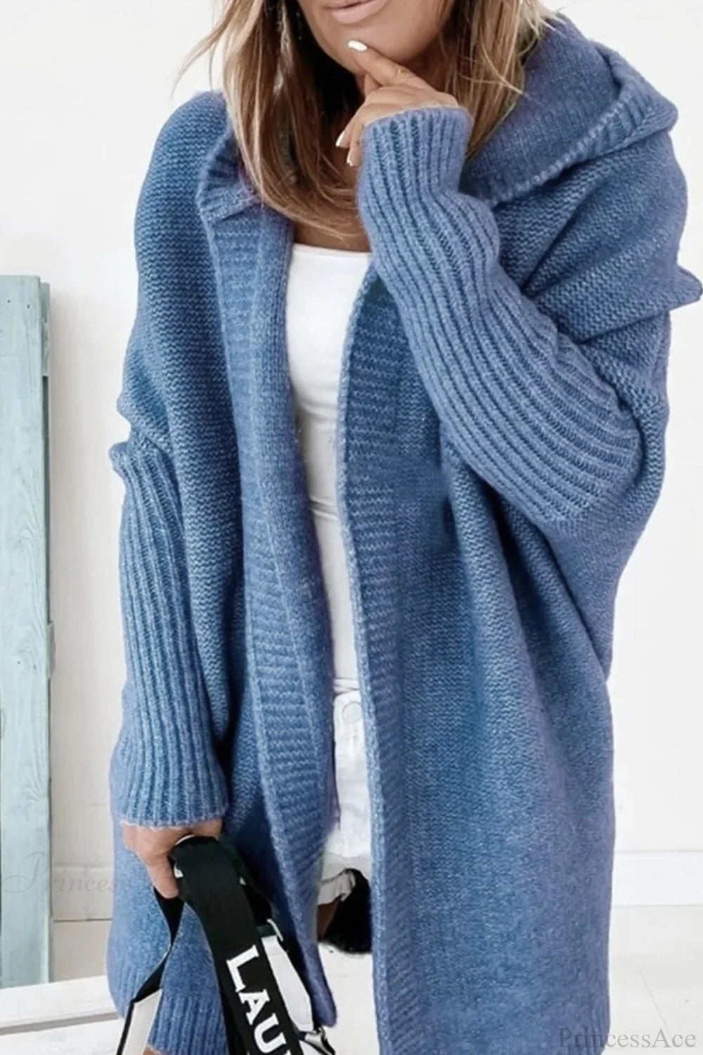 Hoodie Front Open Cardigan Blue / L Cardigans