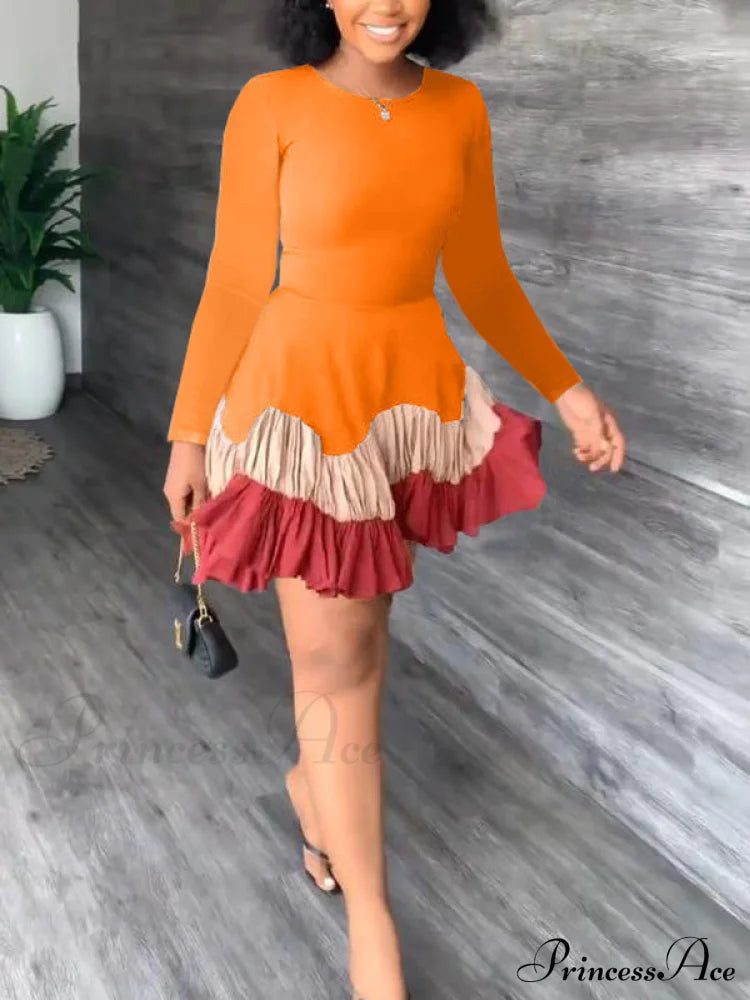 Color Block Reversible Trendy Knitted Boot Cuffs Orange / L Dresses