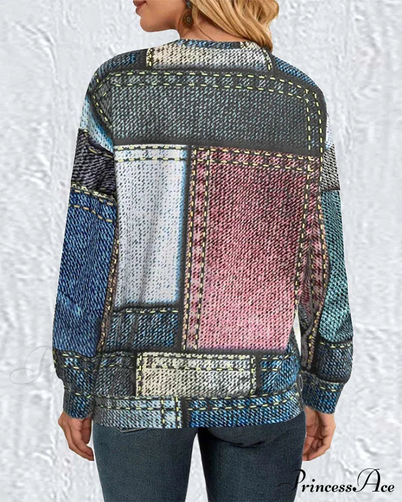 Color Block Sweatshirt Sweatshirts & Hoodies-L