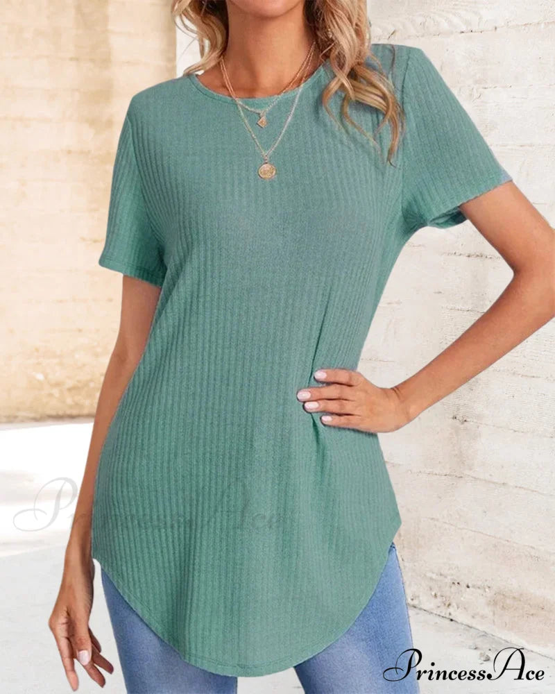 Color Casual Solid - T-Shirt Back Single-Breasted T-Shirts