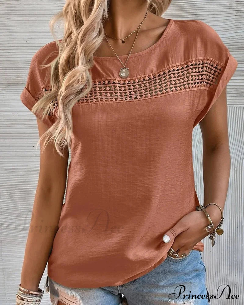 Color Cutout Solid T-Shirt T-Shirts