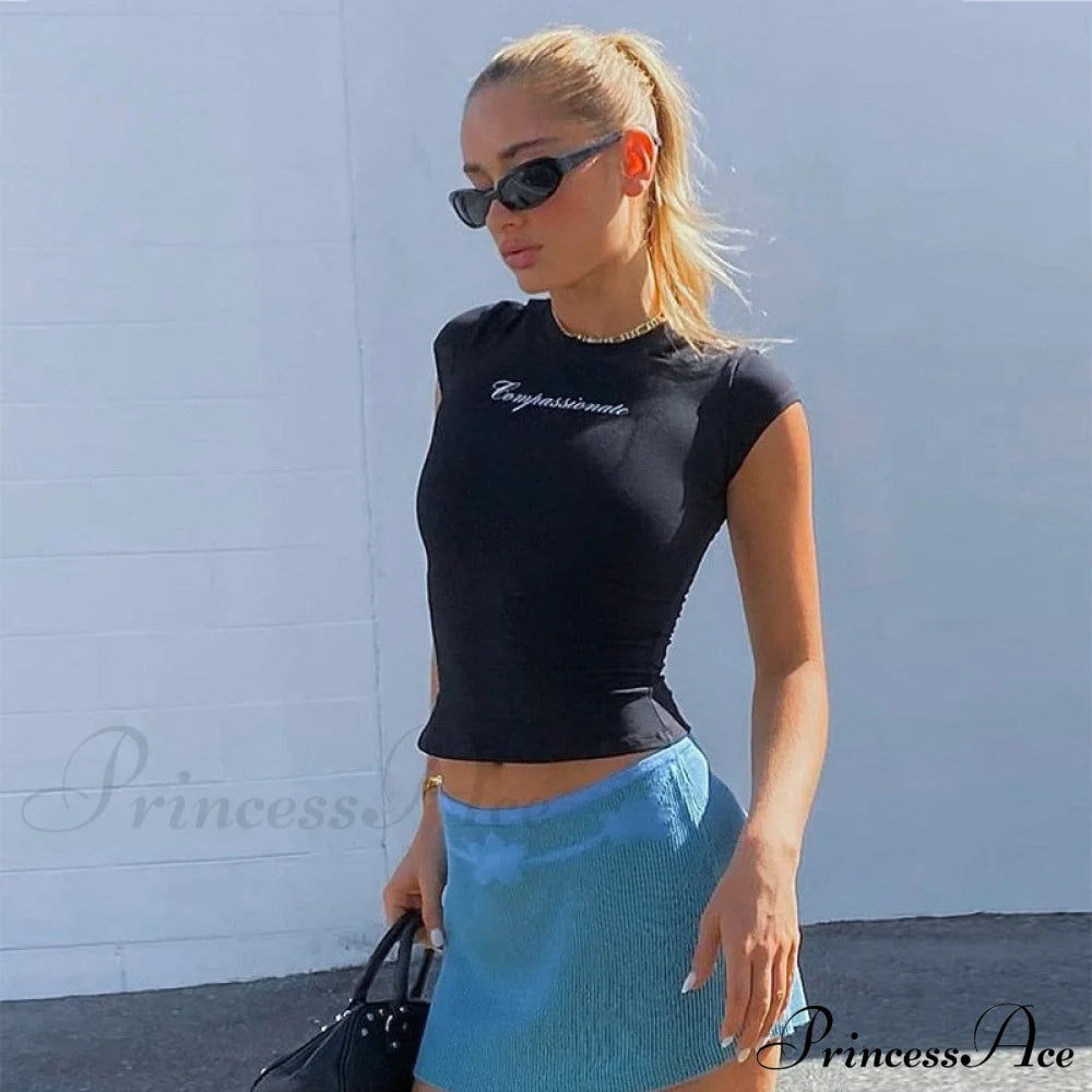 Compassionate Short-Sleeve Stylish Black Tee