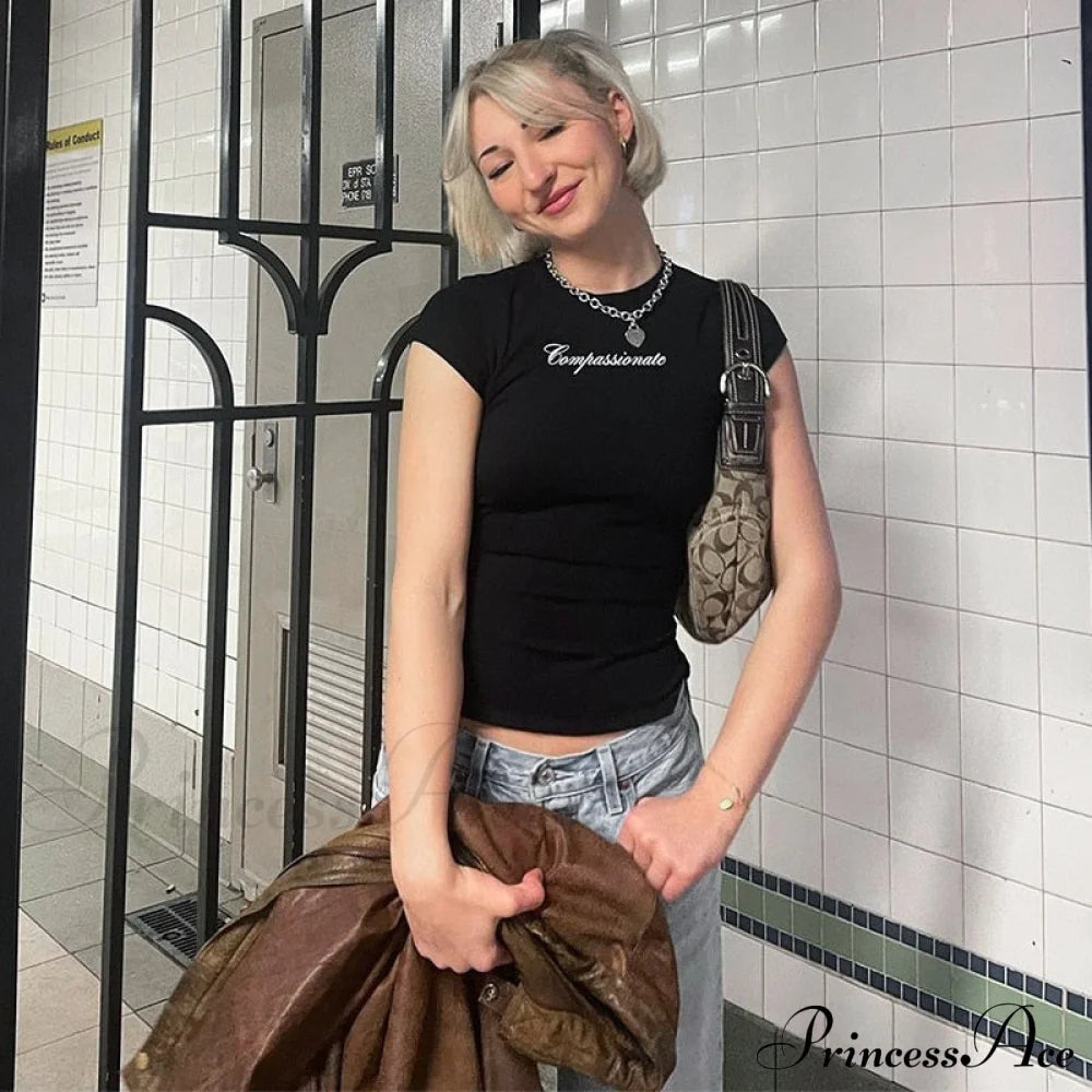 Compassionate Short-Sleeve Stylish Black Tee