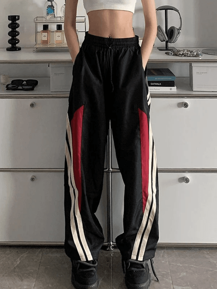 Contrast Long Graceful Sleeve Crop Top Pants