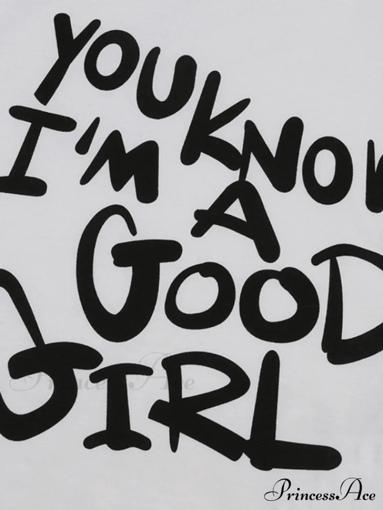 Contrast Short Sleeve Trendy Logo Graphic Oversized Tee Tops&Tees