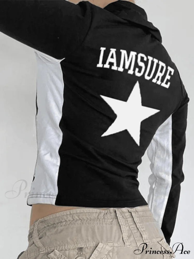 Contrast Slogan Graceful Printed Crop Top Jackets