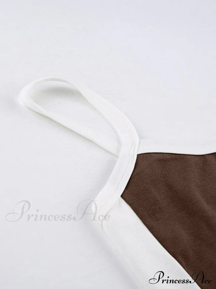 Contrast Trim Rib-Knit Trendy Crop Cami Top Tank Tops&Camis