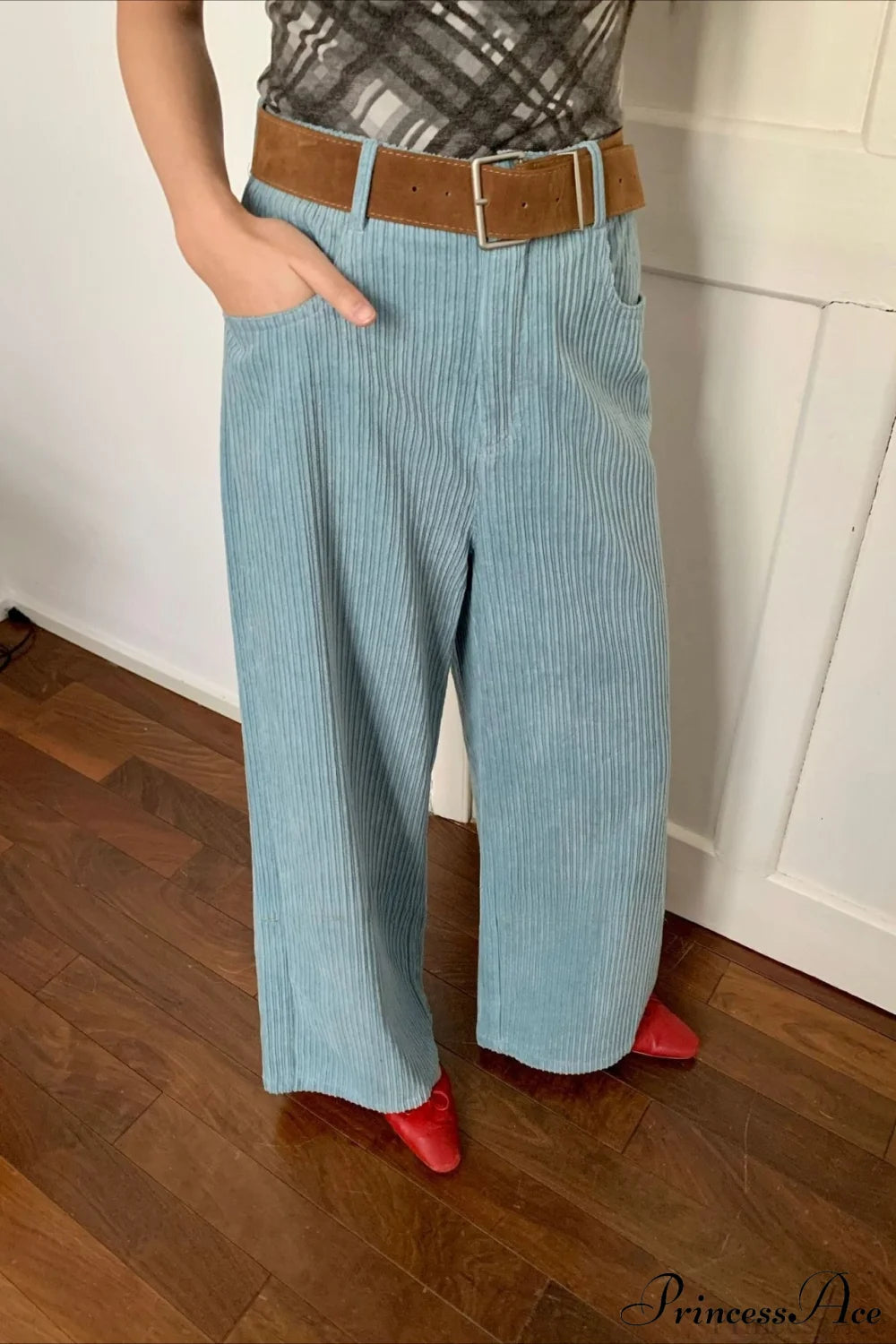 Corduroy High-Waist Wide-Leg Minimal Pants