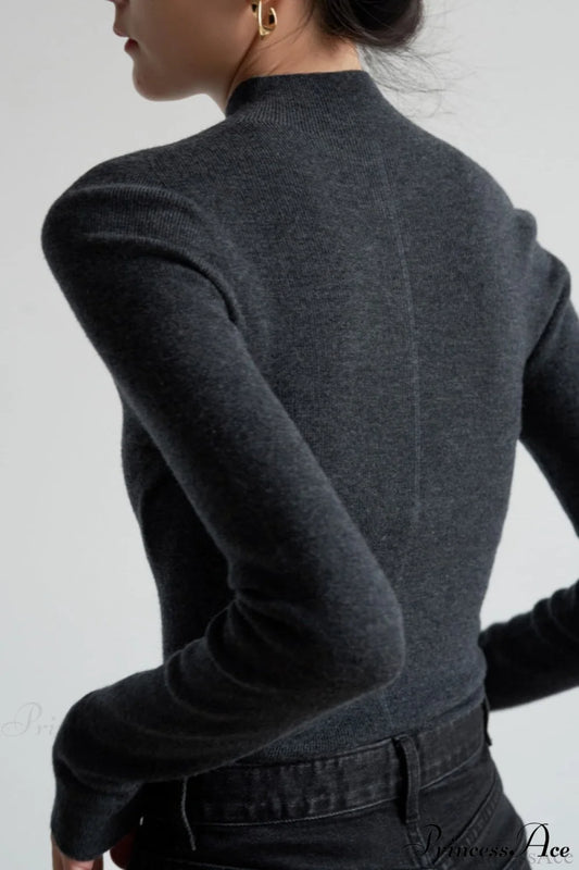 CorpCore Seamless Mock Neck Wool Knit Top