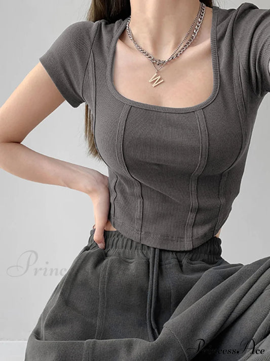 Corset Square Graceful Neck Shirt Grey / Xs T-Shirts