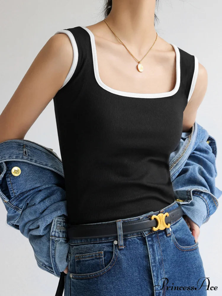 Cotton Charming Tank Top Black / S Tops & Camis