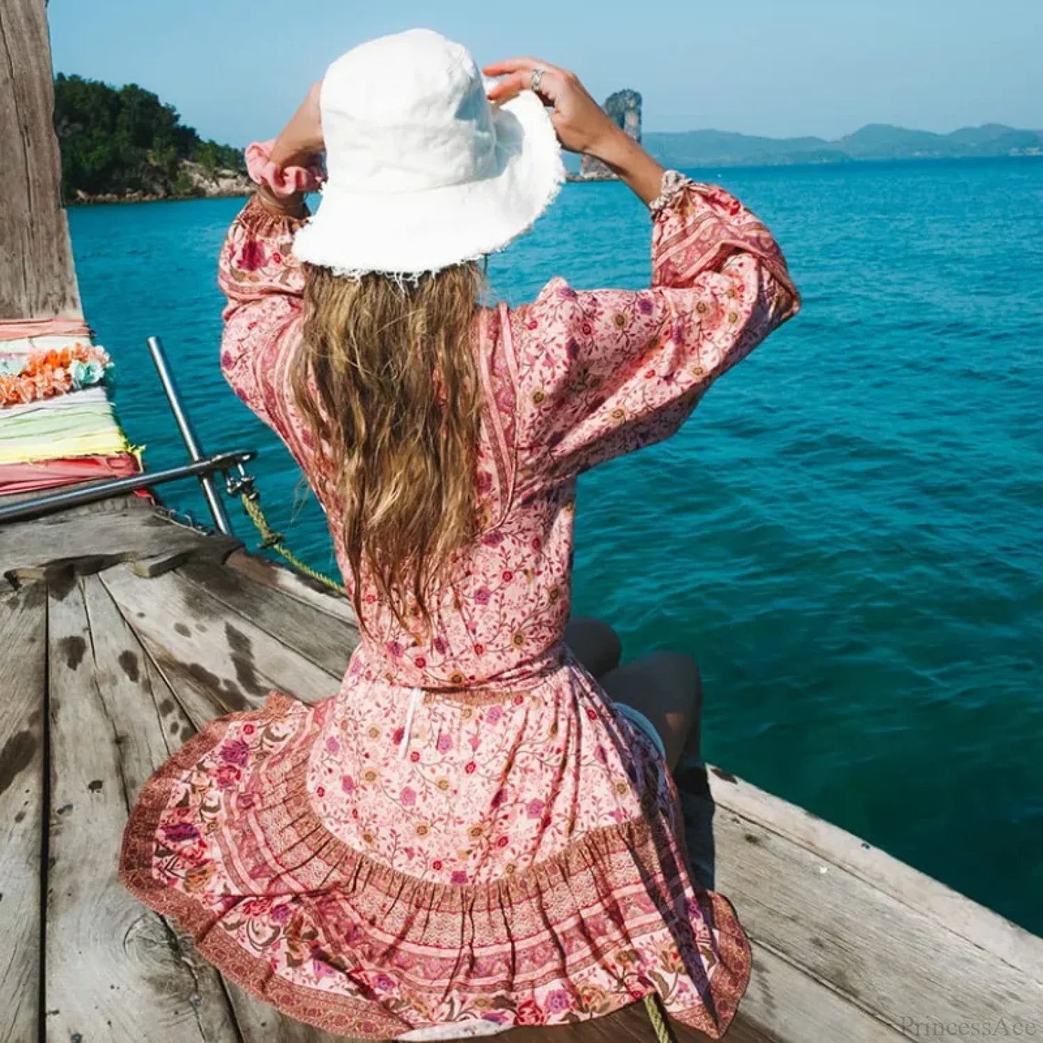 Cotton Floral Elastic Waist Skirt skirts-250223