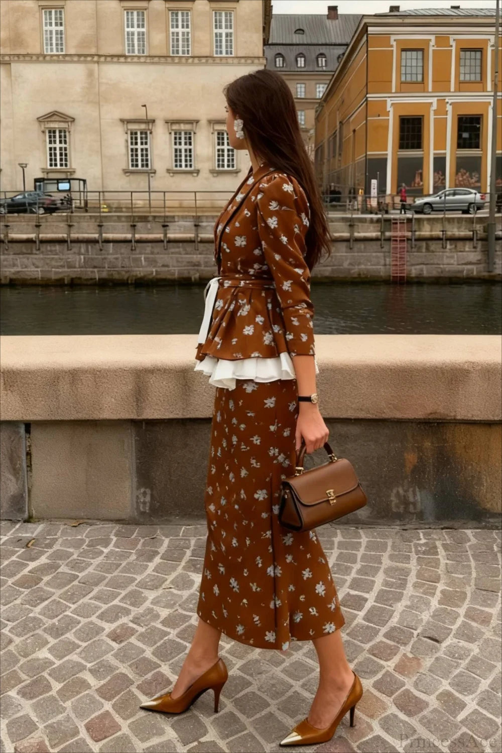 Cotton Linen Deep V Mermaid Dress Two Piece Set