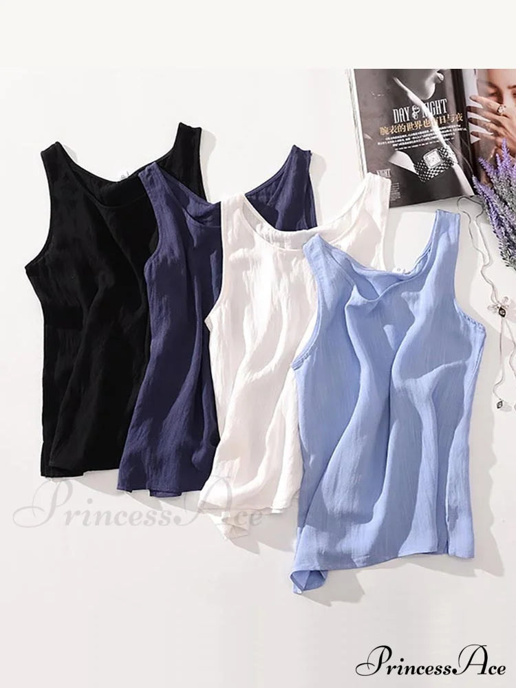 Cotton Linen Sleeveless Tops