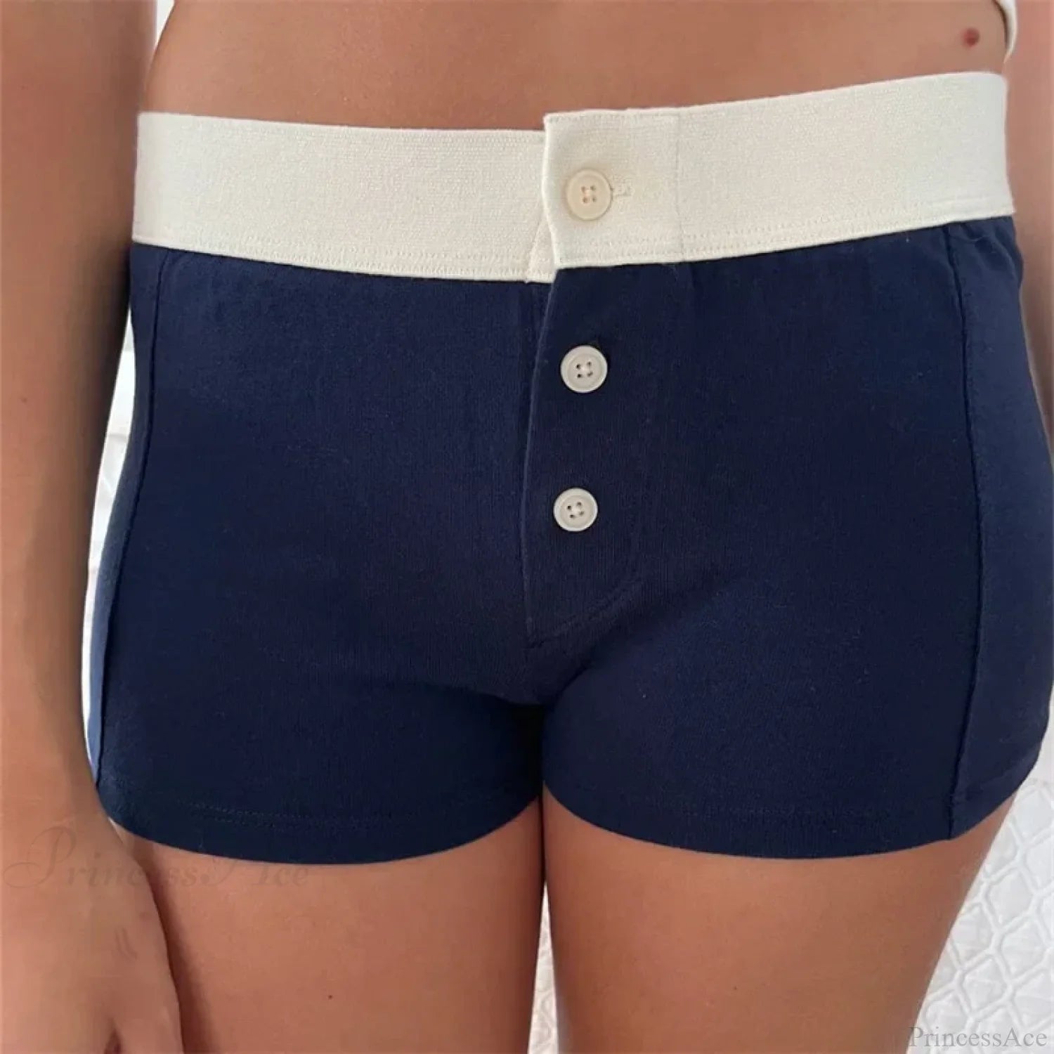 Cotton Print Button Sweatshort short-250223