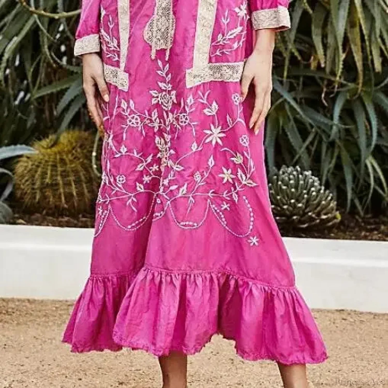 Cotton Rayon Long Sleeve Boho Dress bohodress-250126