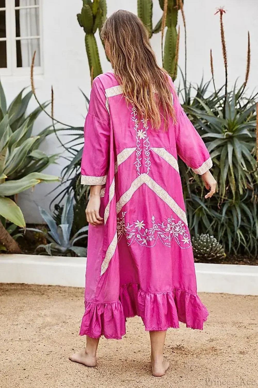 Cotton Rayon Long Sleeve Boho Dress bohodress-250126