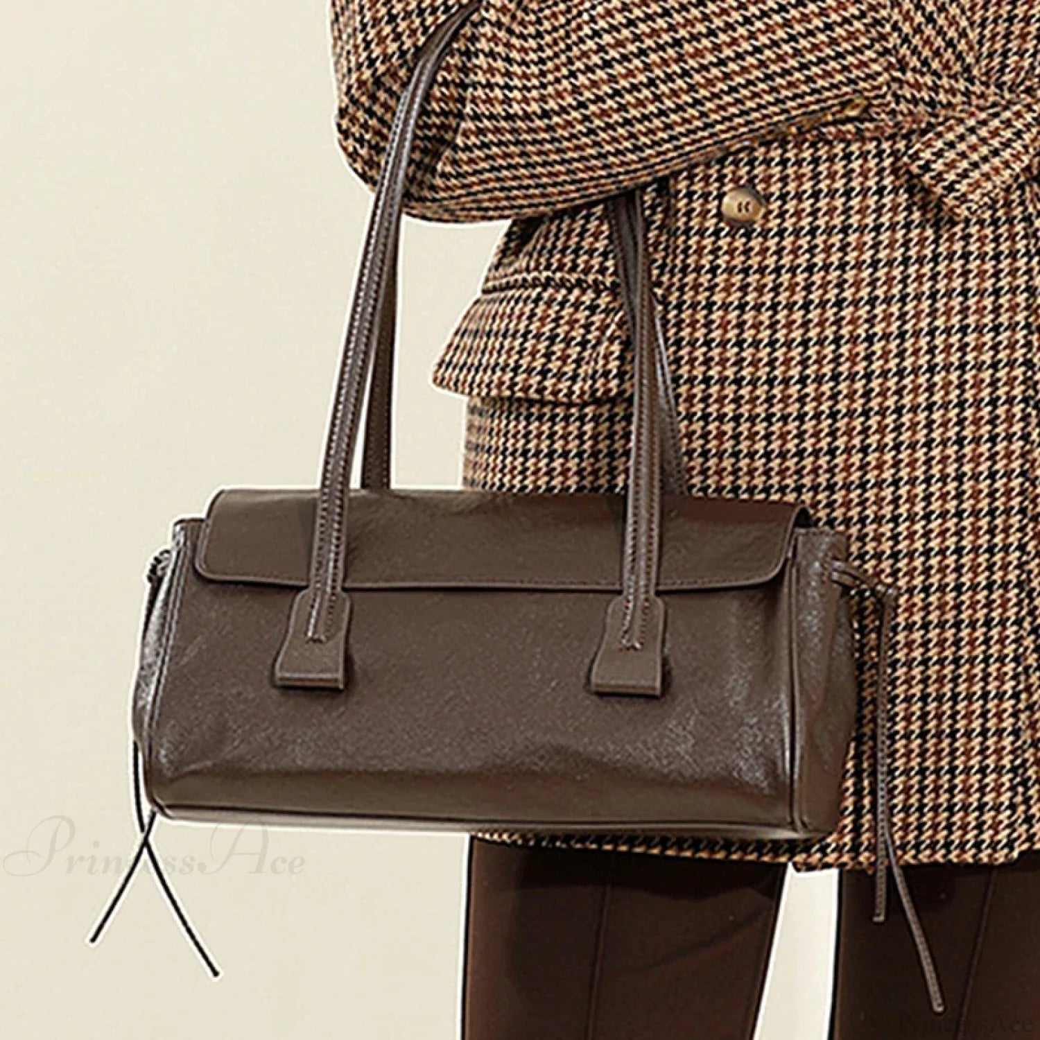 Cow Genuine Leather Luxury Satchel Shoulder Bag Coffee shoulder-250126