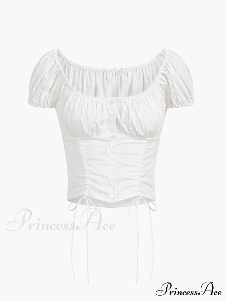 Cowgirl Aesthetics Drawstring Trendy Corset Crop Top Blouses