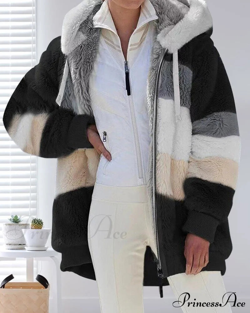 Cozy Plush Hooded Coat Coats-L