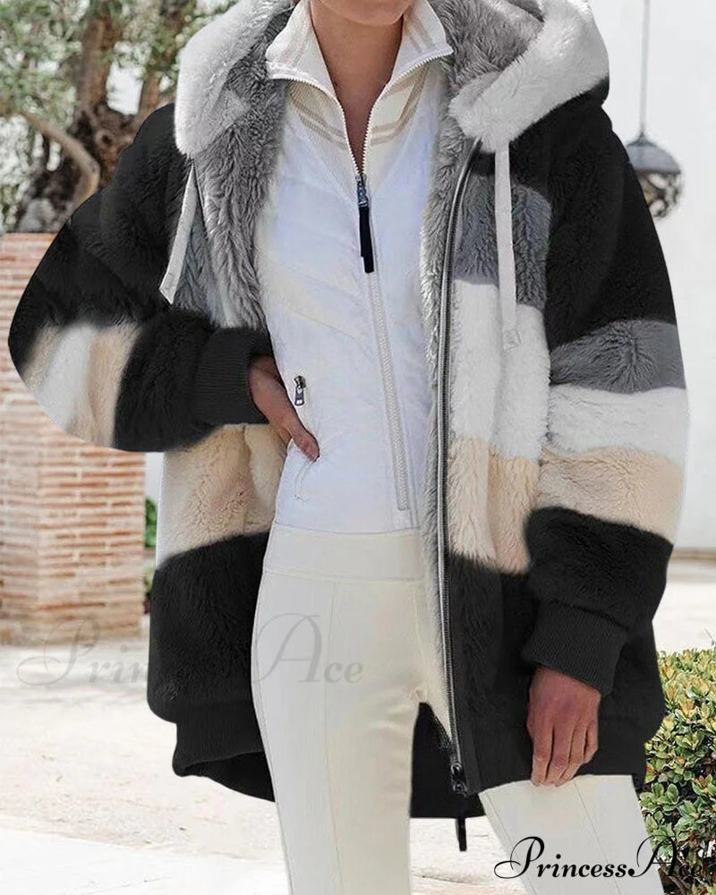 Cozy Plush Hooded Coat Coats-L