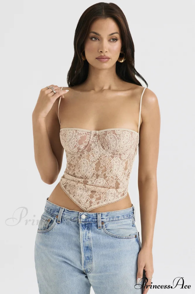 Cream Paisley Stylish Lace Top