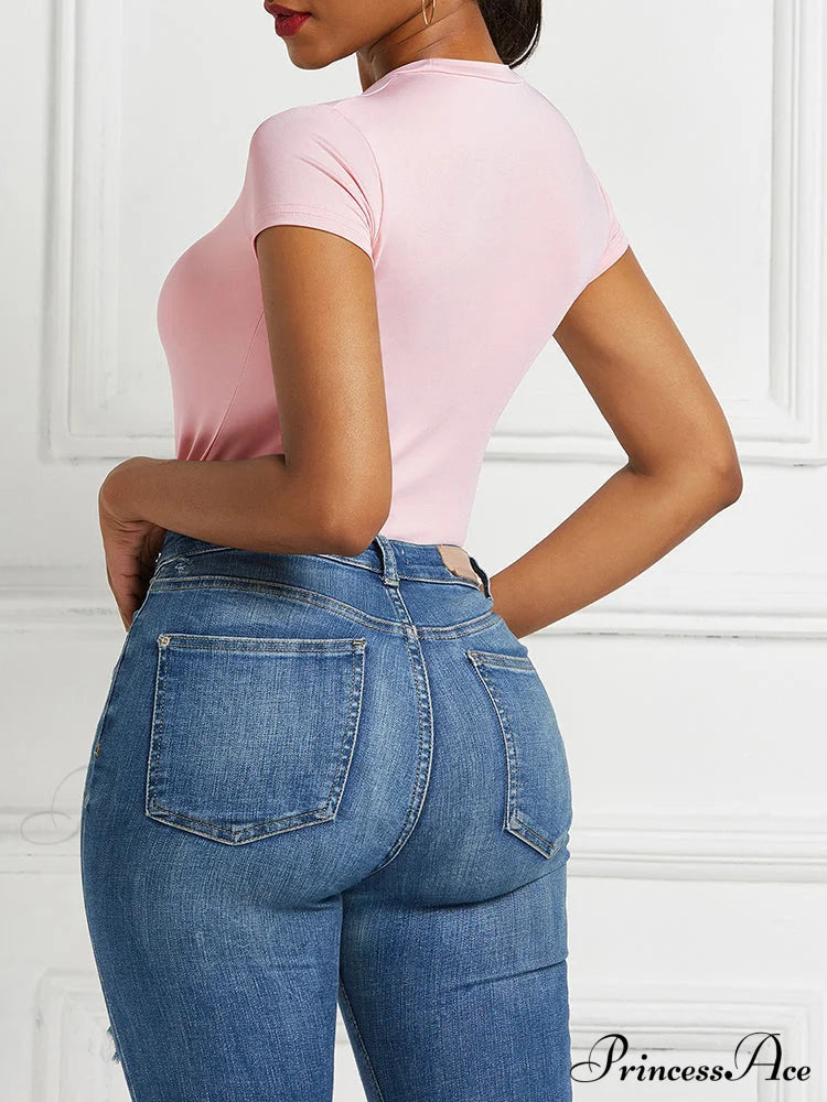 Crew Neck Graceful Smiley Face Sweater Jumpsuits & Rompers