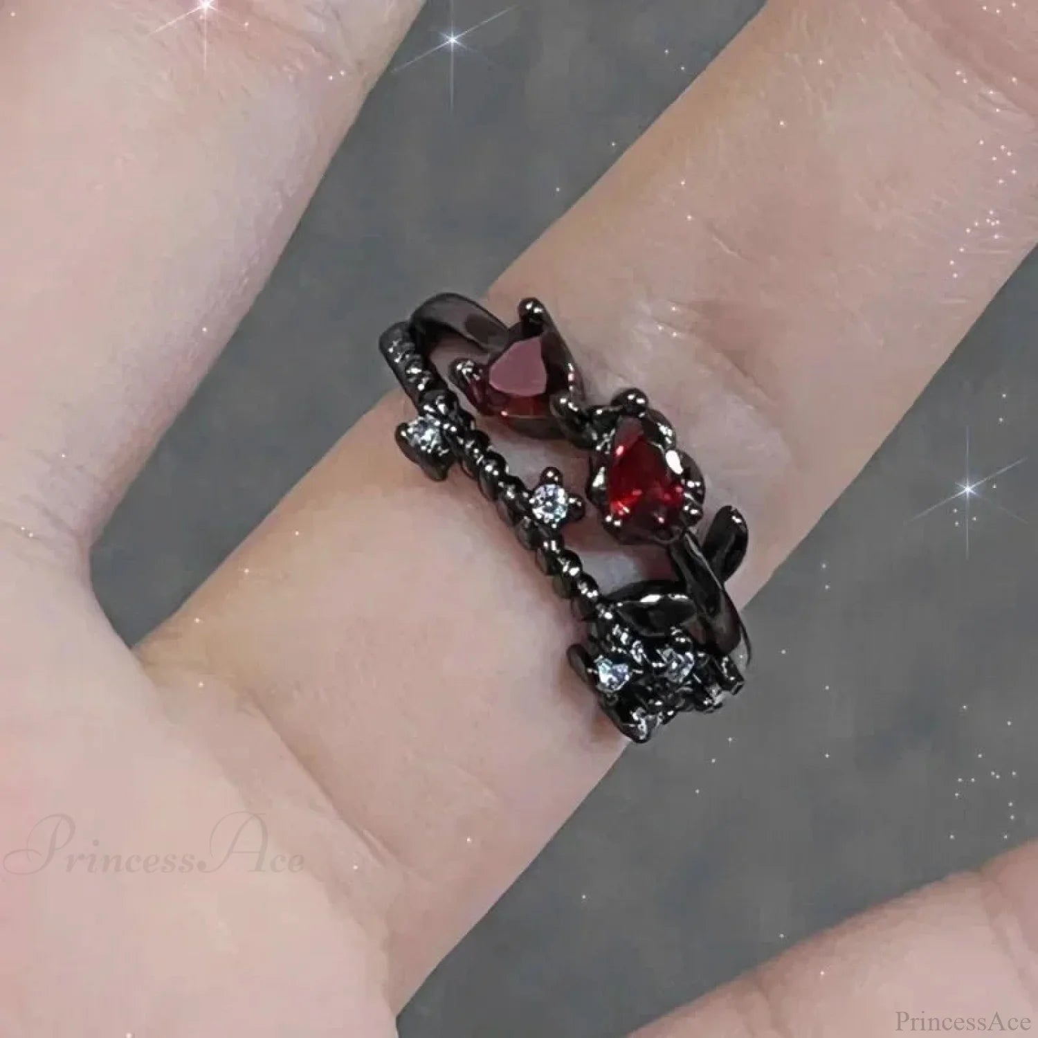 Crimson Crystal Glass Medieval Arachnid Ring red8