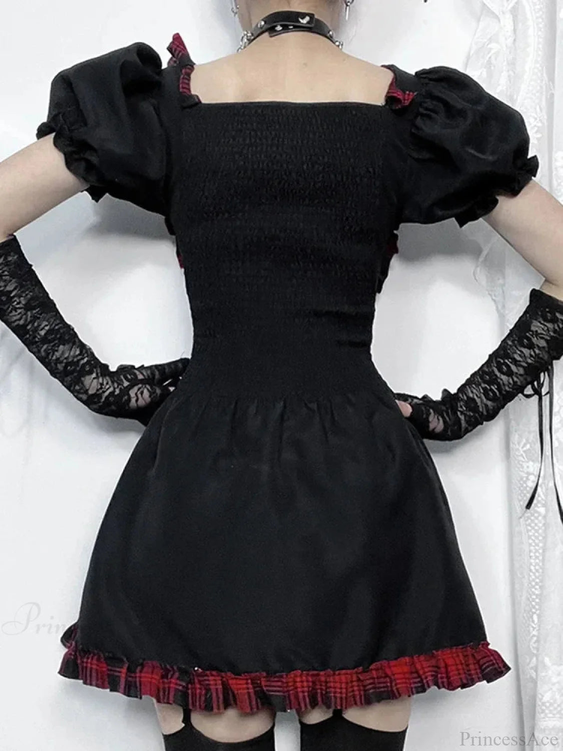 Crimson Tartan Bandage Mini Frock