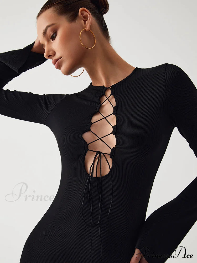 Criss Cross Long Trendy Sleeve Short Dress Dresses