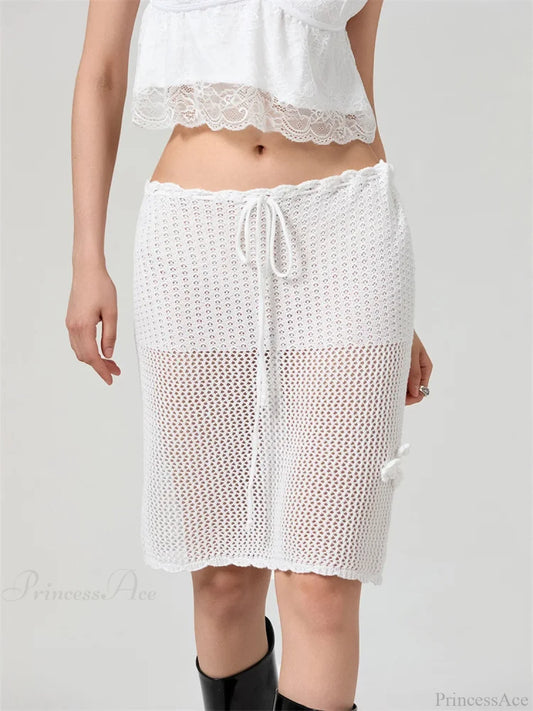 Crochet 3D Flower Patchwork Skirt skirts-250223