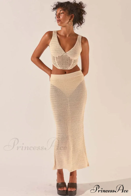 Crochet Midi Top Charming + Skirt Set