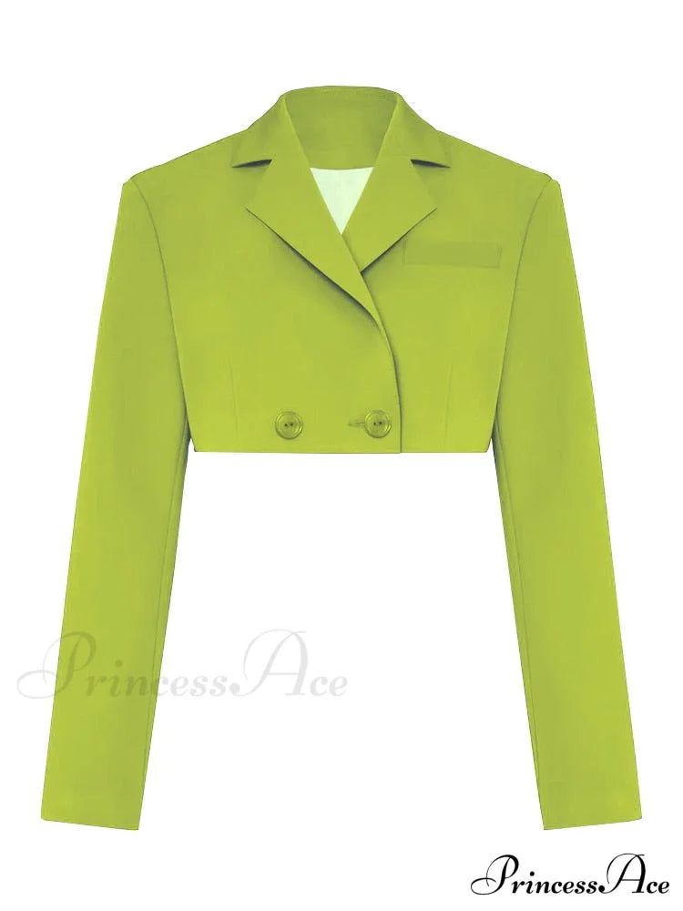Cropped Blazer And Pleated Mini Skirt Set Free From Label