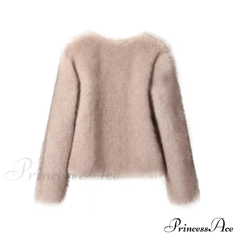 Cropped Faux Stylish Fur Coat Coats-L