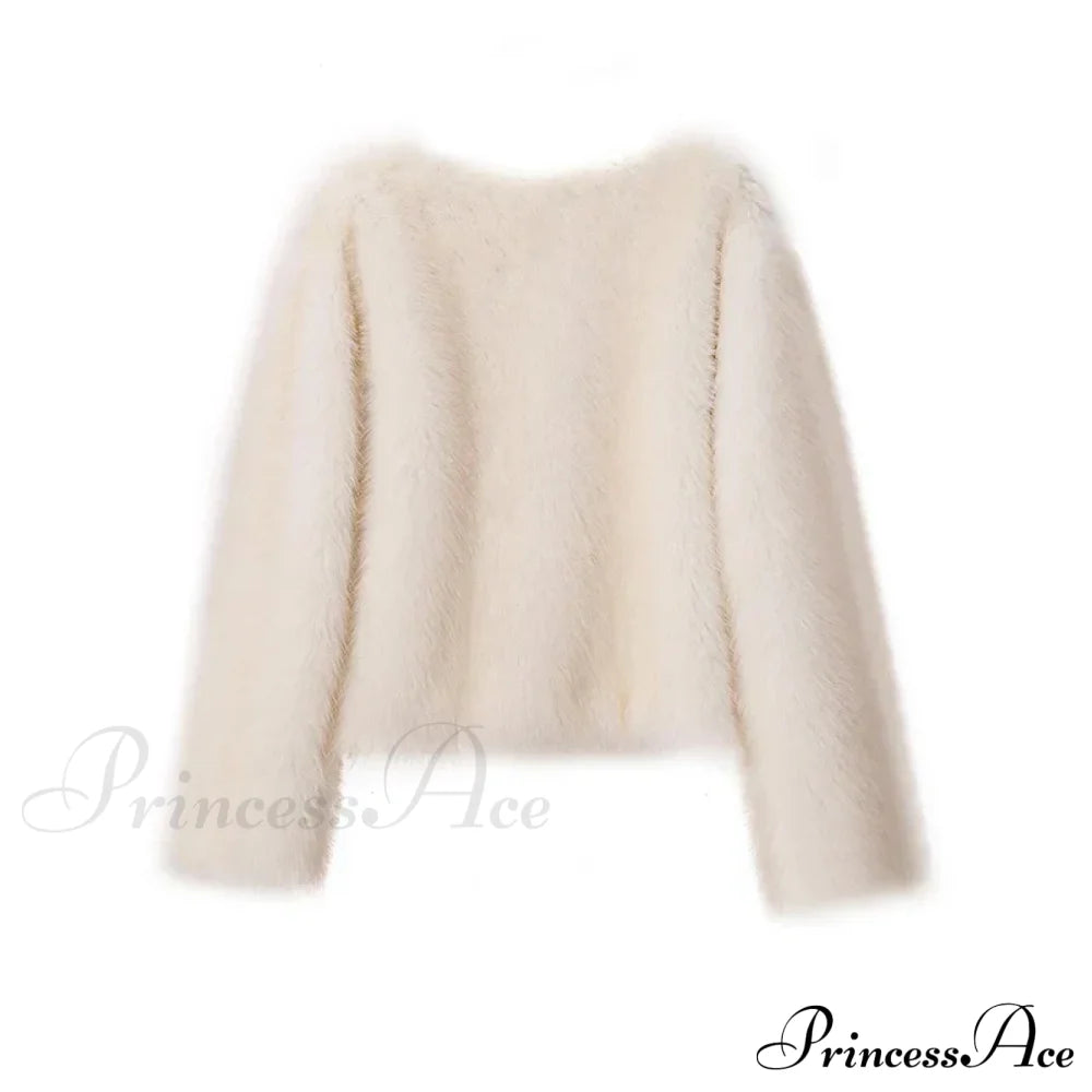 Cropped Faux Stylish Fur Coat Coats-L