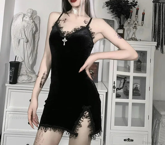 Cross Dark Opening Small Dress