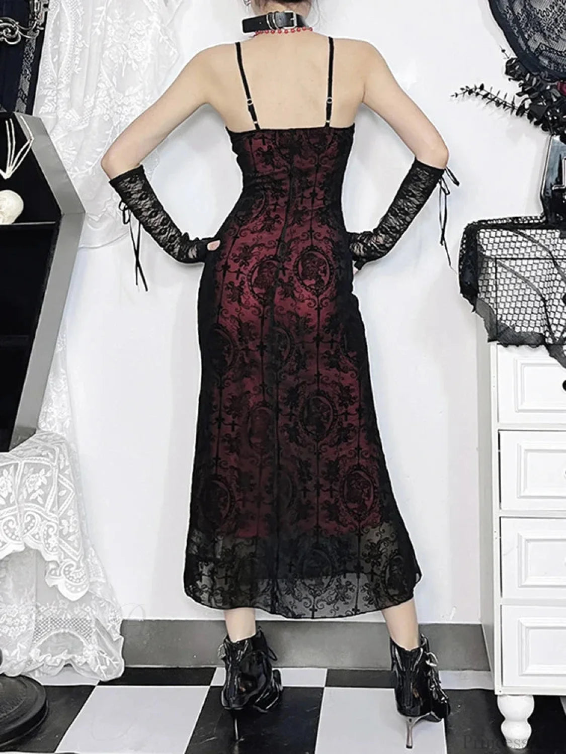 Cross Design Spaghetti Strap Full-Length Dress