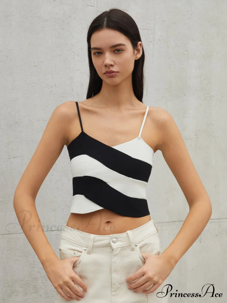 Cross Layer Crop Trendy Cami Sweater Vest Sweaters-L