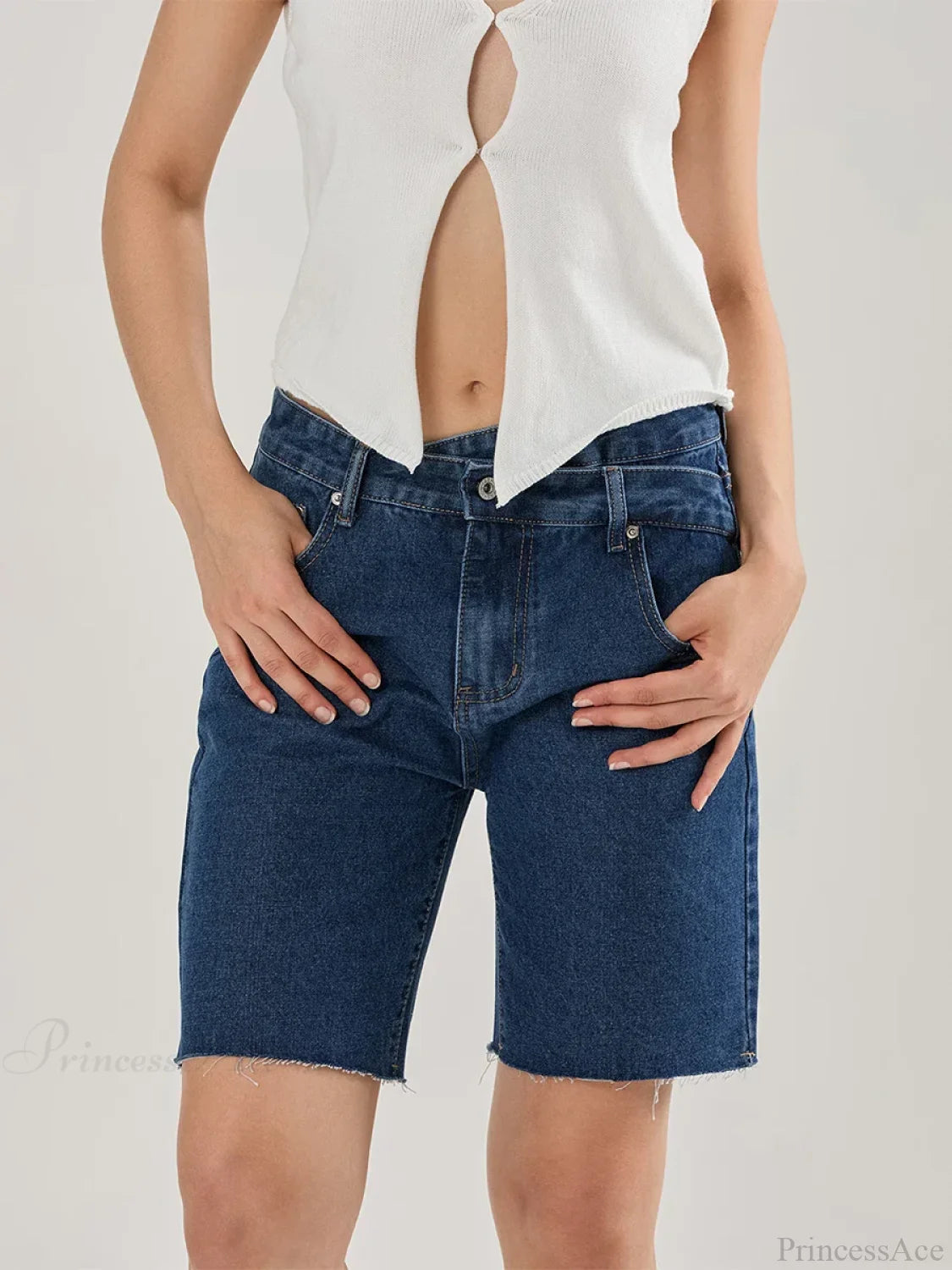 Crossover Asymmetrical Denim Short short-250223