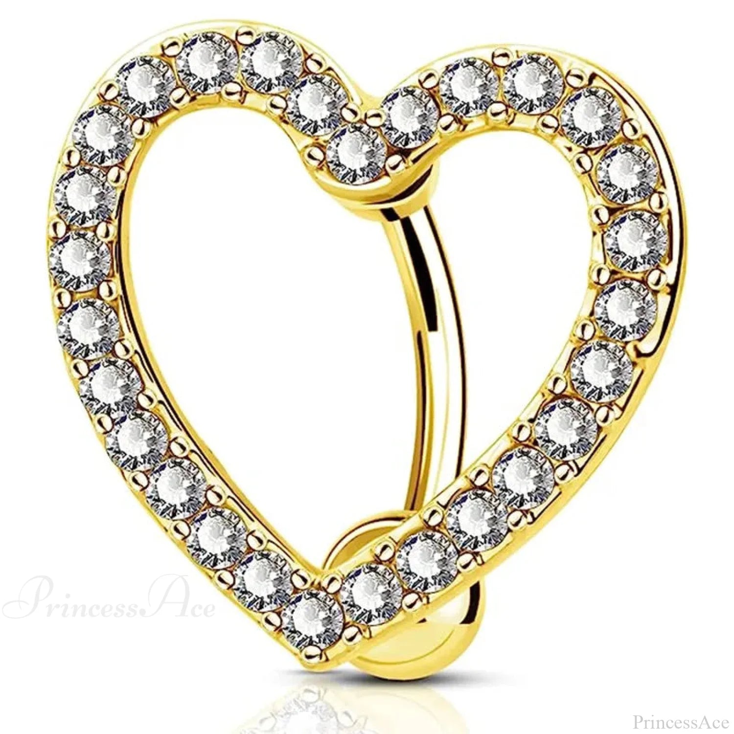Crystal Dangle Gothic Belly Ring Heart Gold