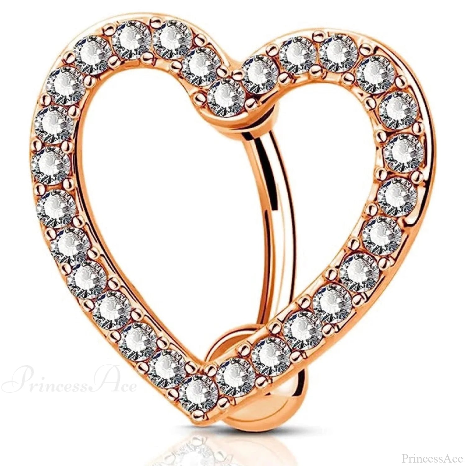 Crystal Dangle Gothic Belly Ring Heart Rose gold