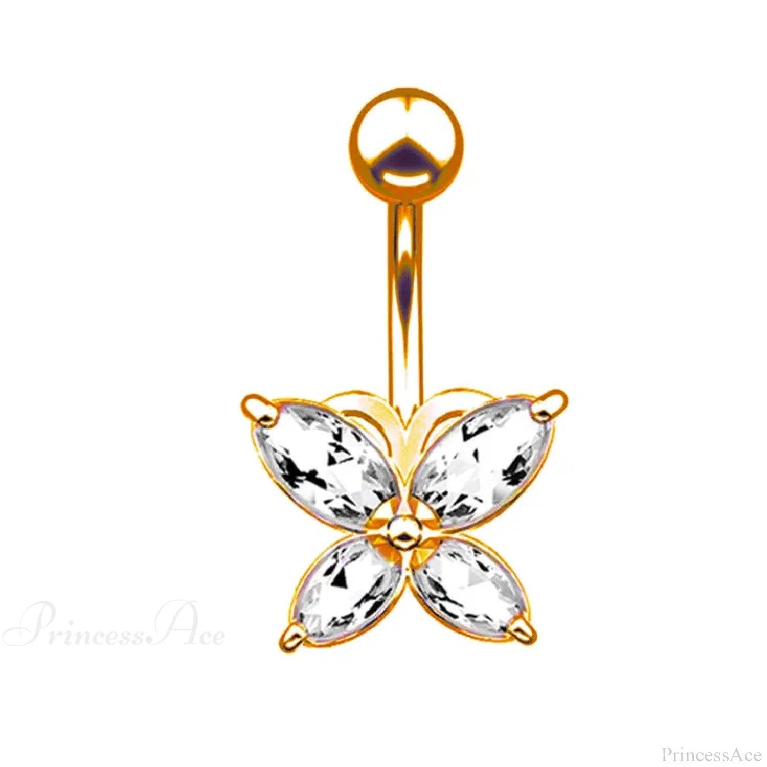 Crystal Heart Pink Gothic Belly Ring gold