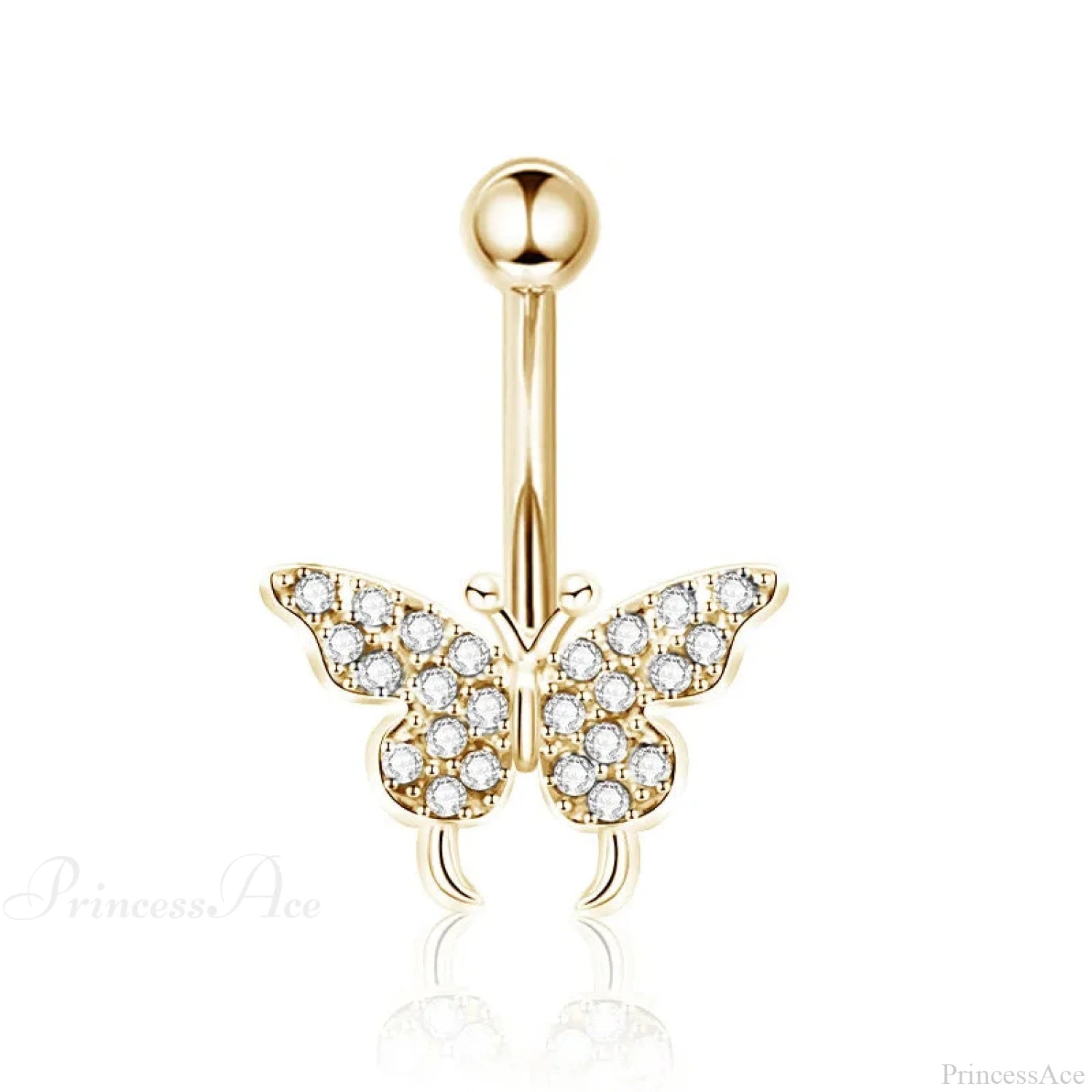 Crystal Heart Pink Gothic Belly Ring gold5