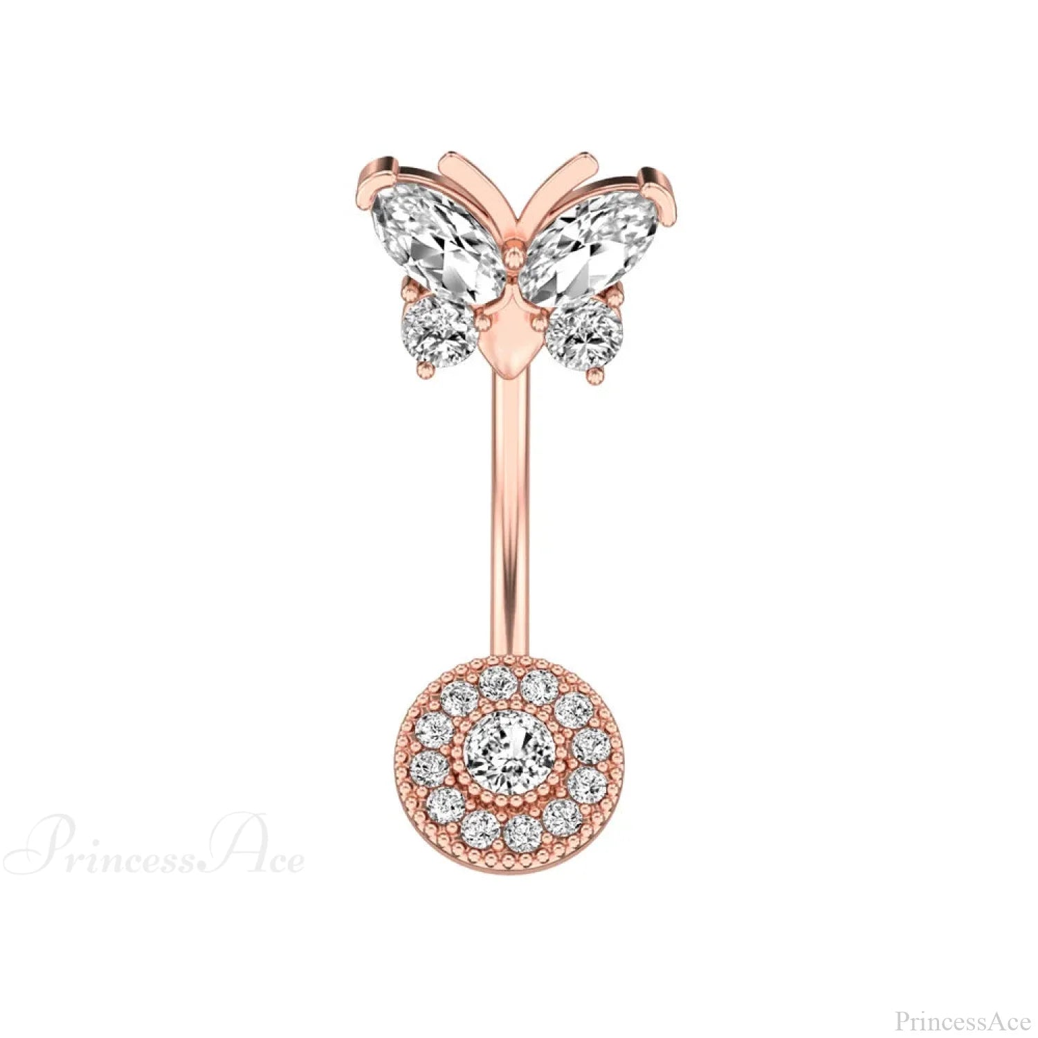 Crystal Heart Pink Gothic Belly Ring gold8