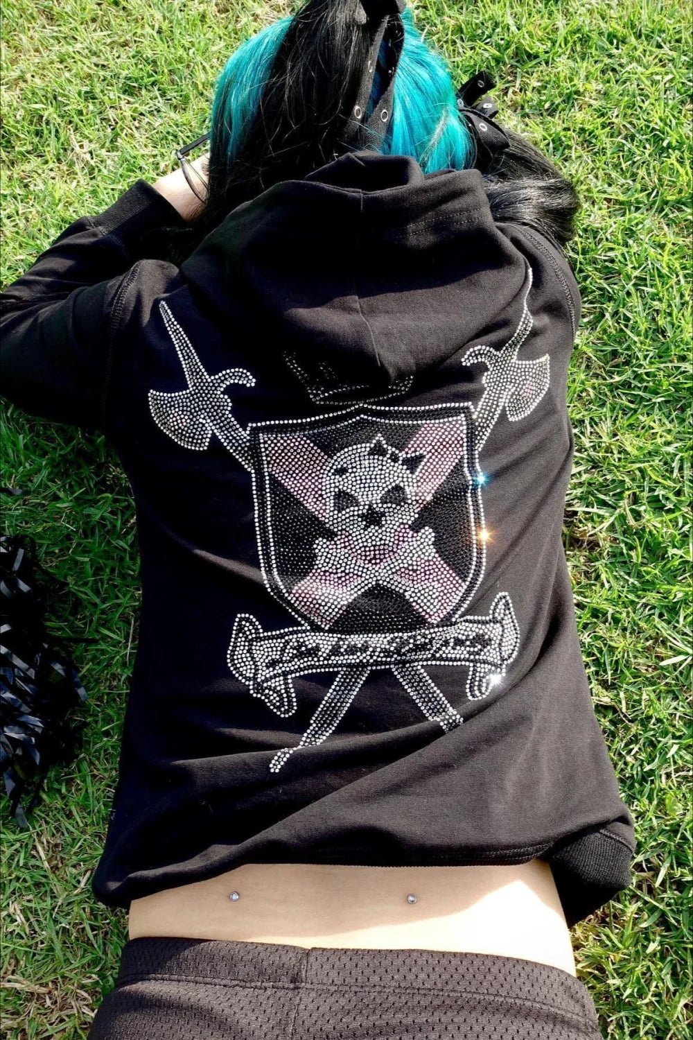 Crystal Studded Zip Up Hoodie