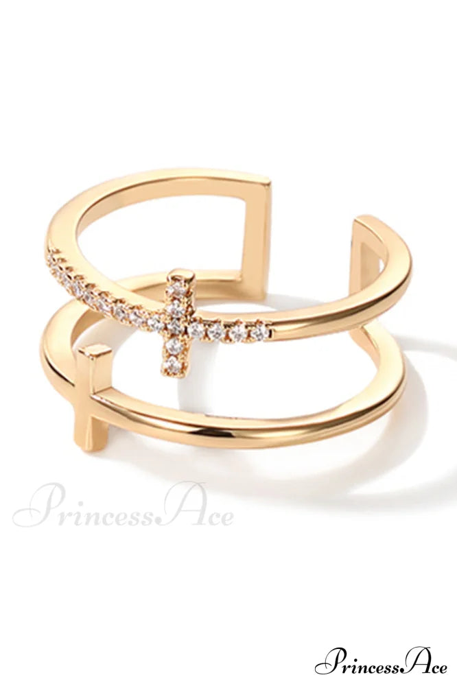 Cubic Zirconia Stylish Cross Ring