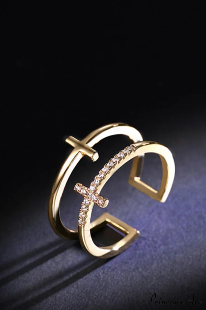 Cubic Zirconia Stylish Cross Ring