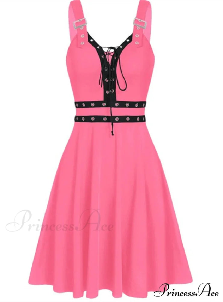 Cute Lace-Up Mini Milkmaid Dress S / Black Dresses