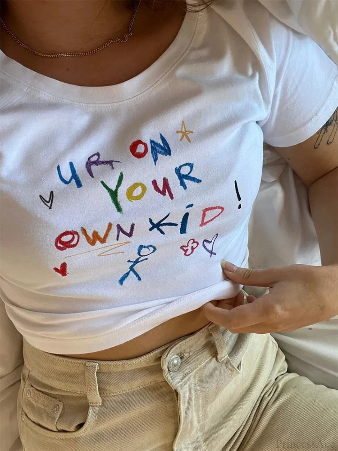 Cute Letter Print Crop Top T-shirt t-shirt-250223